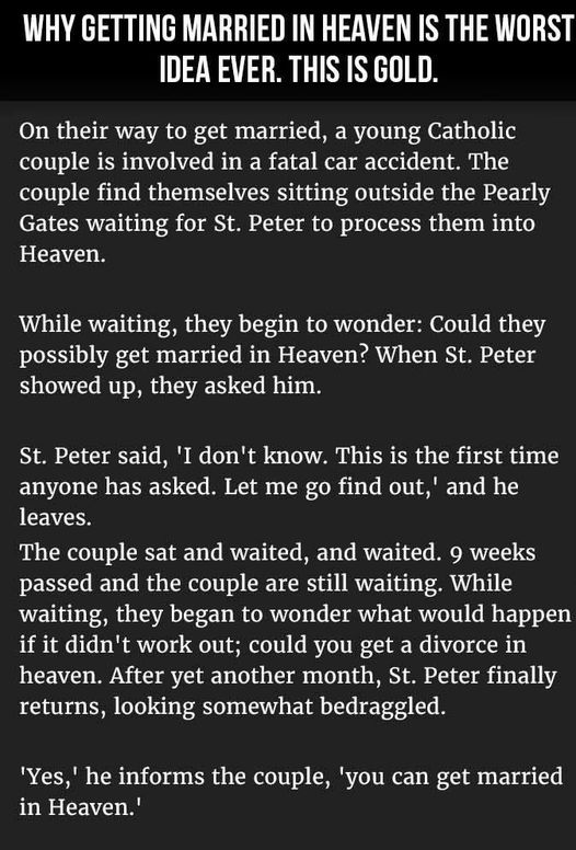 Why Getting Married In heaven….