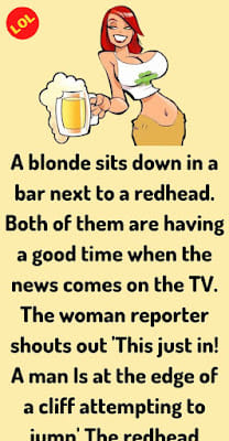 A blonde sits down in a bar