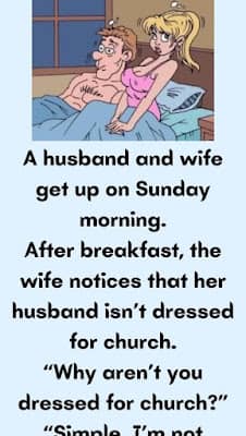 A husband and wife get up