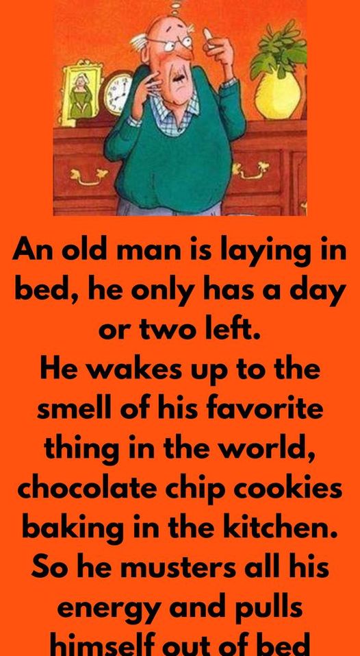 An oldman was lying is his bed dying when he smelled his favorite cookie