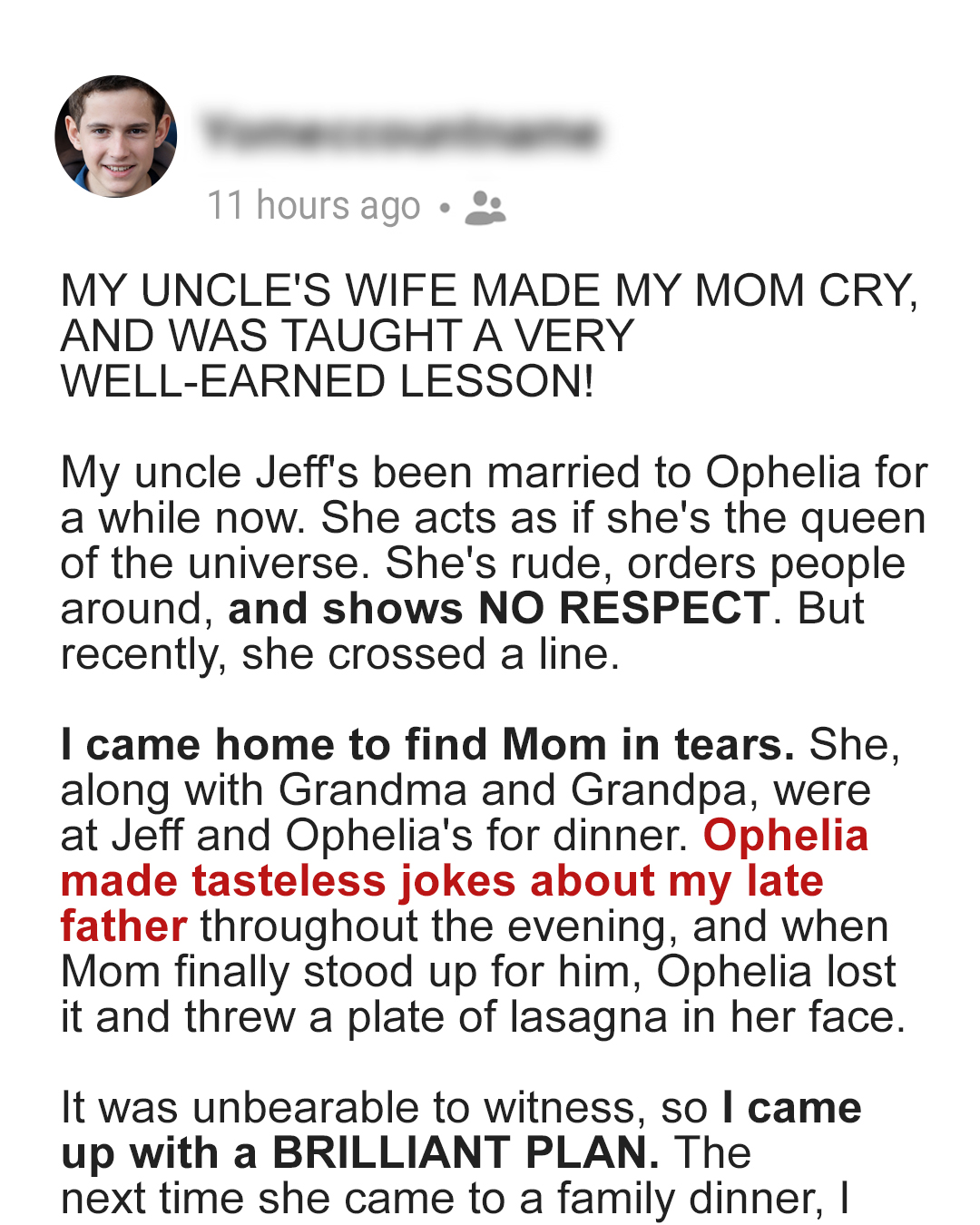 My Uncle’s Wife Made My Mom Cry Joking about My Late Father – I Taught Her a Very Well-Needed Lesson