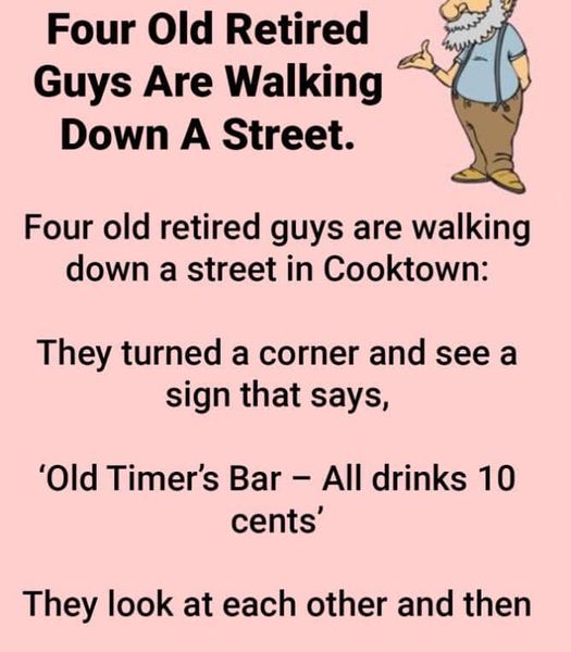 Four old retired men are walking down the street.